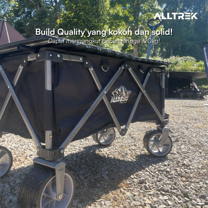 ALLTREK รถเข็นพับได้สำหรับตั้งแคมป์กลางแจ้งขนาด 90 ลิตร (สีกากี)
