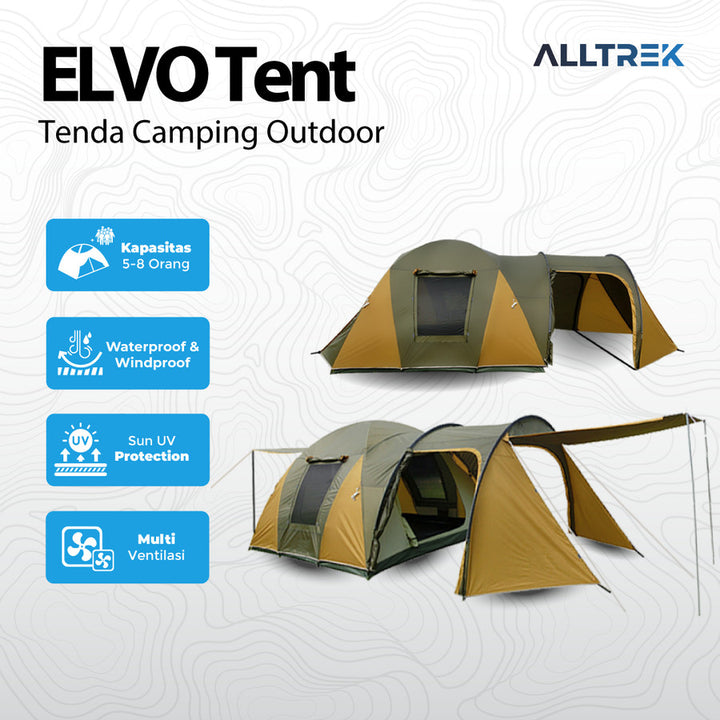 ALLTREK Tenda Camping ELVO Outdoor 1 Bedroom 1 Guest Room 5-8 Orang