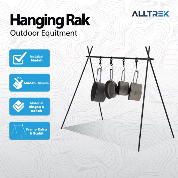 ALLTREK Folding Hanging Rack Barang dan Alat Masak Rak Lipat Outdoor