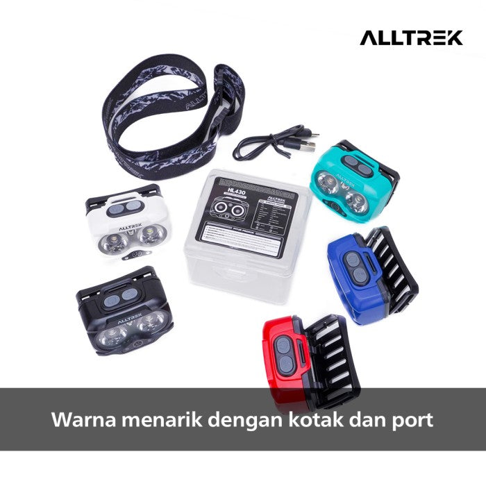 ALLTREK HL430 Lampu Senter Kepala Super Terang Headlamp 430 Lumens Hybrid