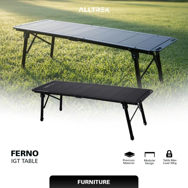 ALLTREK Paket Bundling Cooking Set IGT Meja Camping Ferno Folding Table Aluminium + Kompor IGT Ironite + Storage Box Outdoor
