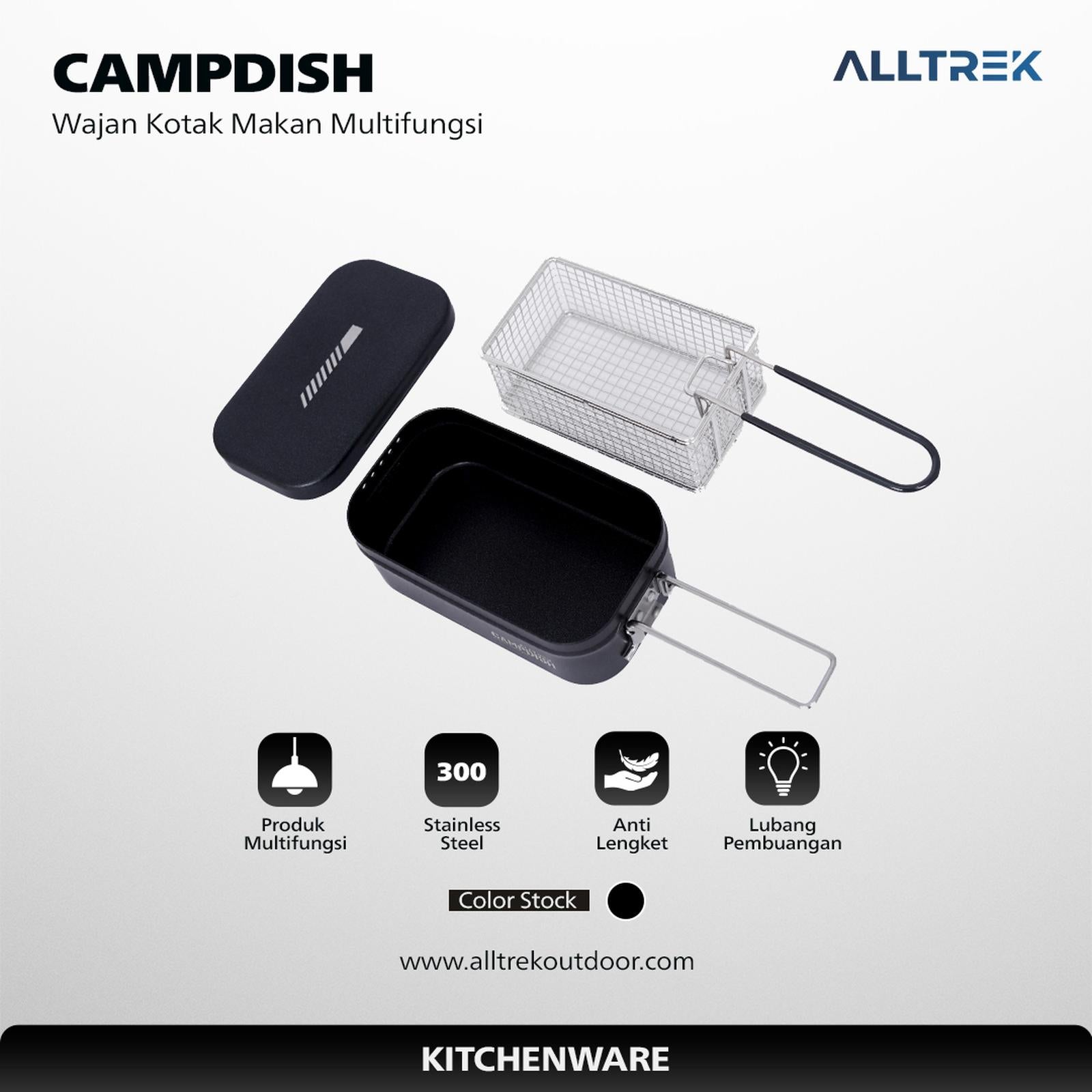 ALLTREK Wajan Kotak Makan Camping CAMPDISH With Oil Drainer