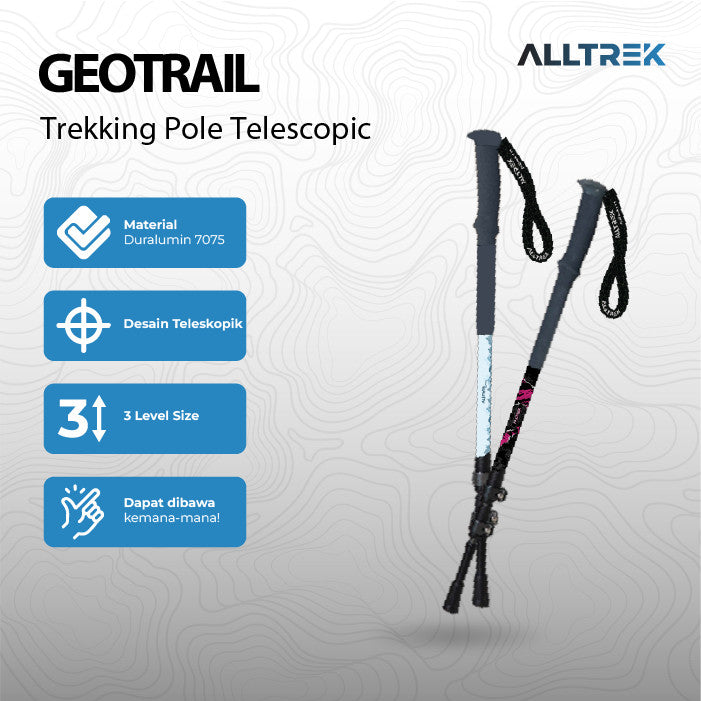 ไม้เท้าเดินป่า ALLTREK GEOTRAIL อะลูมิเนียมอัลลอยด์ 7075 Telescopic