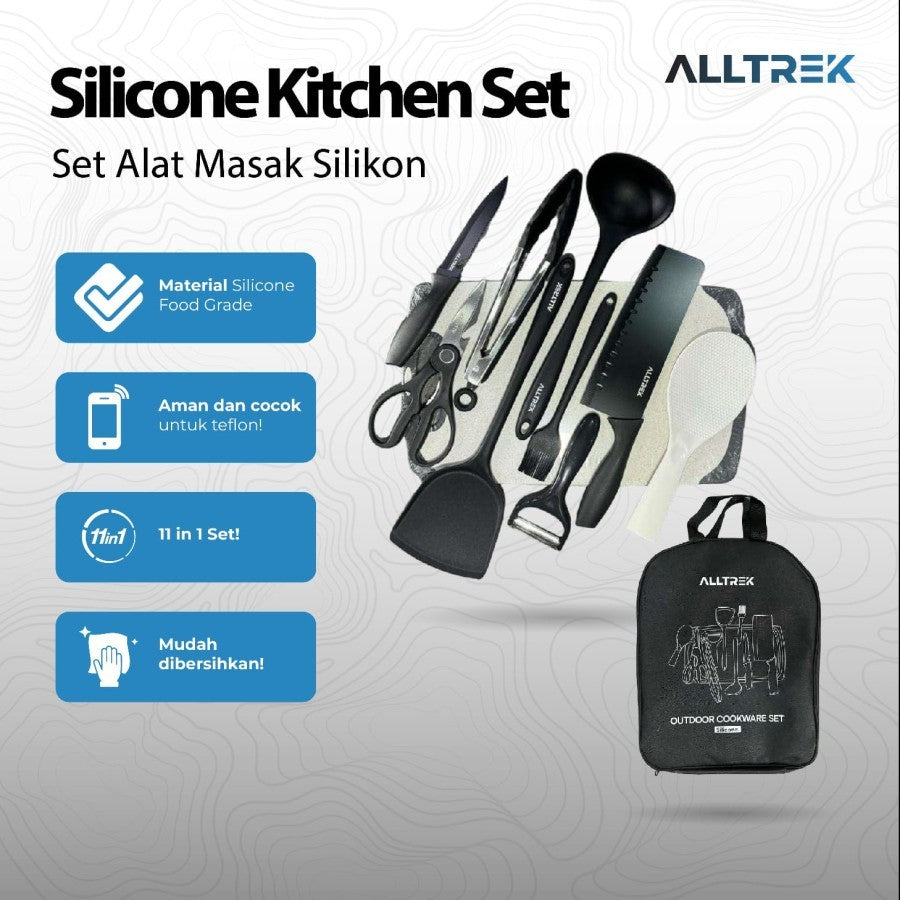 ALLTREK Cooking Set Silicone Outdoor 11 in 1 Set Alat Masak Silikon Camping