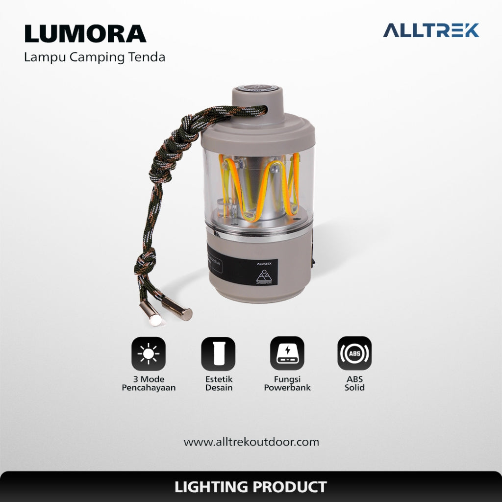 ALLTREK Lampu Camping LUMORA Lampu Estetik Vintage Lentera LED Dekorasi Tenda Outdoor Rechargeable