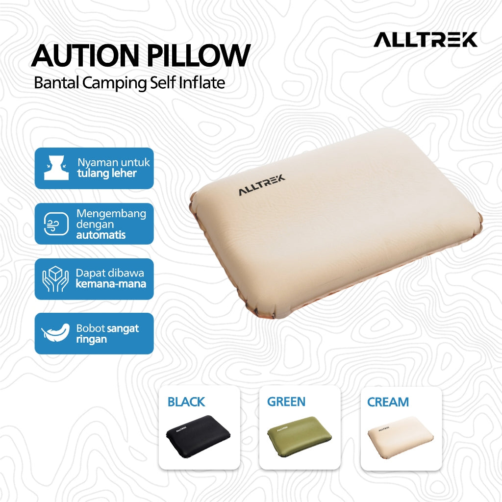 ALLTREK Bantal Tidur Angin AUTION Self Inflate Pillow Foam Portable