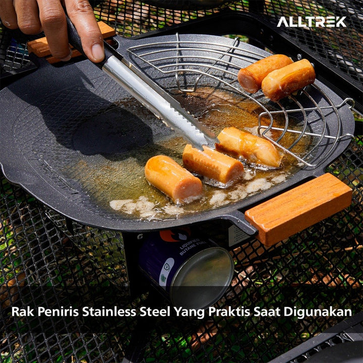 ALLTREK BBQ Grill Pan Multifungsi Wajan Panggangan Anti Lengket Dengan Peniris