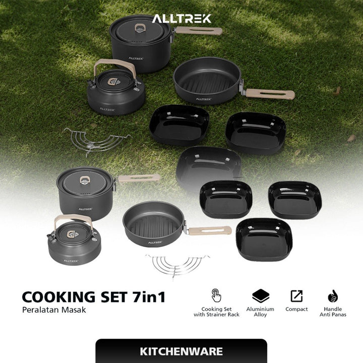 ALLTREK Cooking Set Camping 7in1 Set Alat Masak Outdoor Hiking