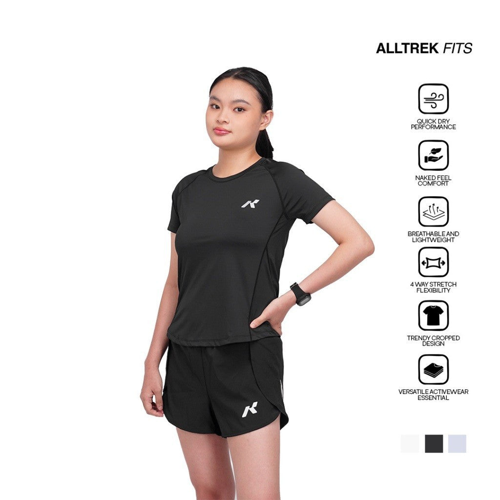 ALLTREK Baju Olahraga Wanita ELOWEN Atasan Olahraga Kaos Baselayer Lengan Pendek Wanita
