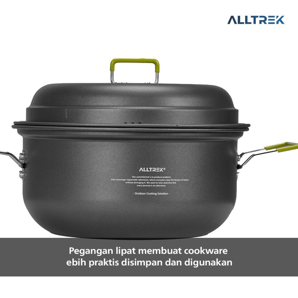 ALLTREK Alat Masak Outdoor Camping Cooking Pot with Non Stick Steamer