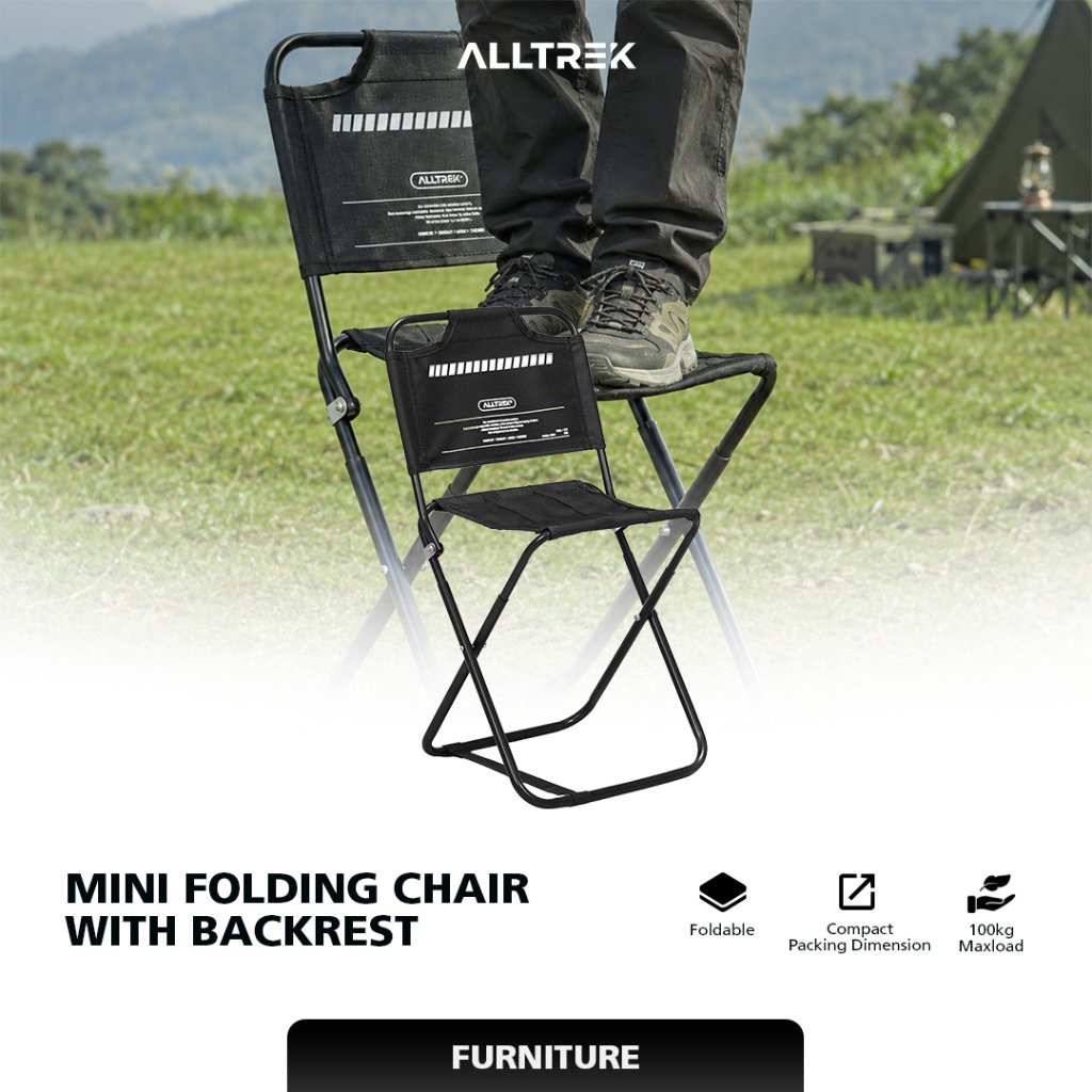 ALLTREK Mini Folding Chair With Backrest Kursi Lipat Mini Dengan Sandaran Punggung