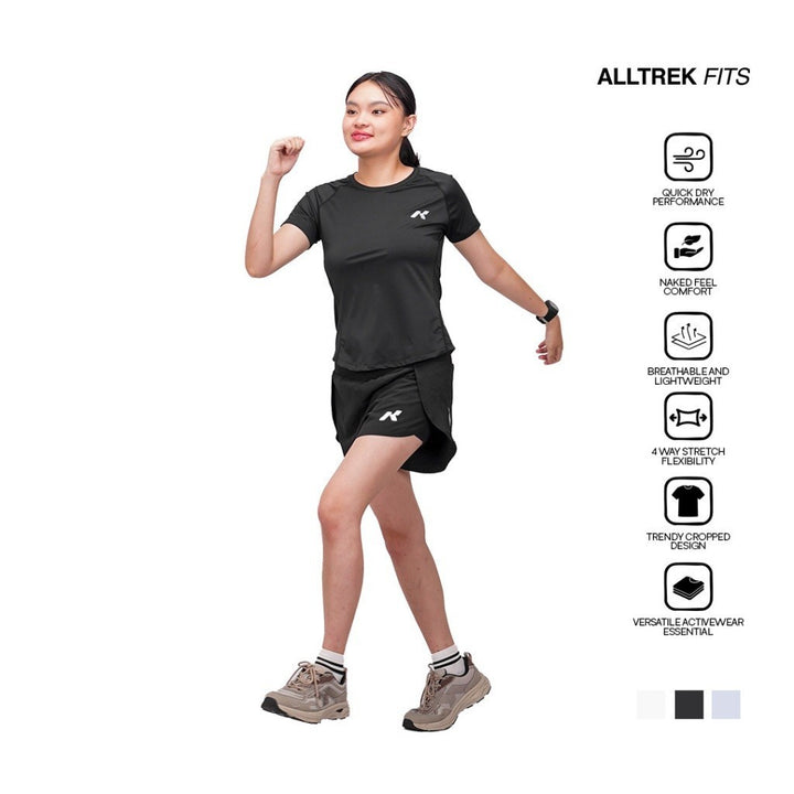 ALLTREK Baju Olahraga Wanita ELOWEN Atasan Olahraga Kaos Baselayer Lengan Pendek Wanita