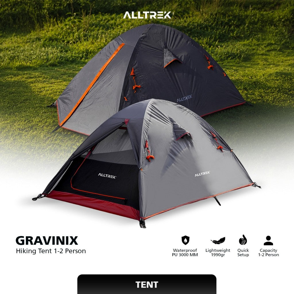 ALLTREK Tenda Hiking GRAVINIX 1-2 Orang Waterproof PU3000 Tenda Gunung Ultralight Aluminium Camping
