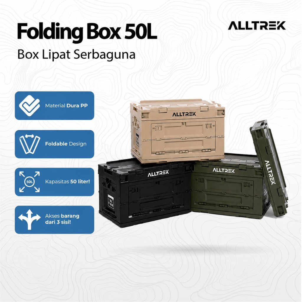 ALLTREK Storage Box 50L Folding Box Camping Outdoor Box Penyimpanan Lipat Serbaguna