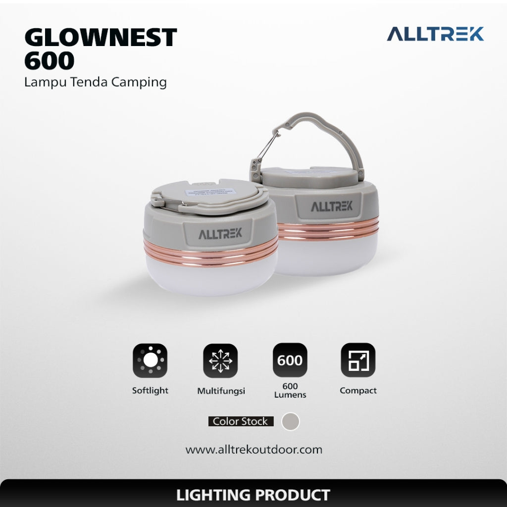 ALLTREK Lampu Camping Emergency GLOWNEST Lampu Gantung Tenda Estetik Soft Light Multifungsi Portable LED Rechargeable