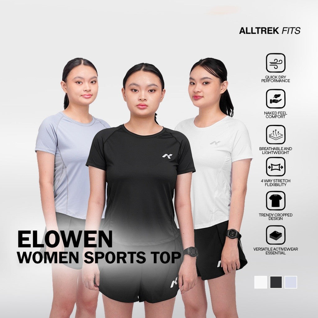 ALLTREK Baju Olahraga Wanita ELOWEN Atasan Olahraga Kaos Baselayer Lengan Pendek Wanita