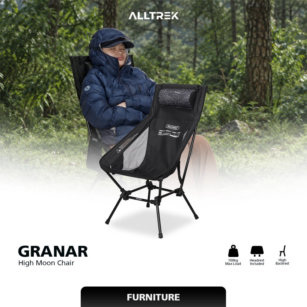 ALLTREK Foldable High Back Rest Moon Chair GRANAR Kursi Camping lipat
