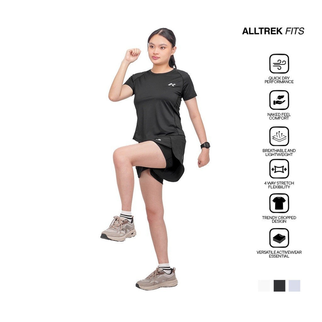 ALLTREK Baju Olahraga Wanita ELOWEN Atasan Olahraga Kaos Baselayer Lengan Pendek Wanita