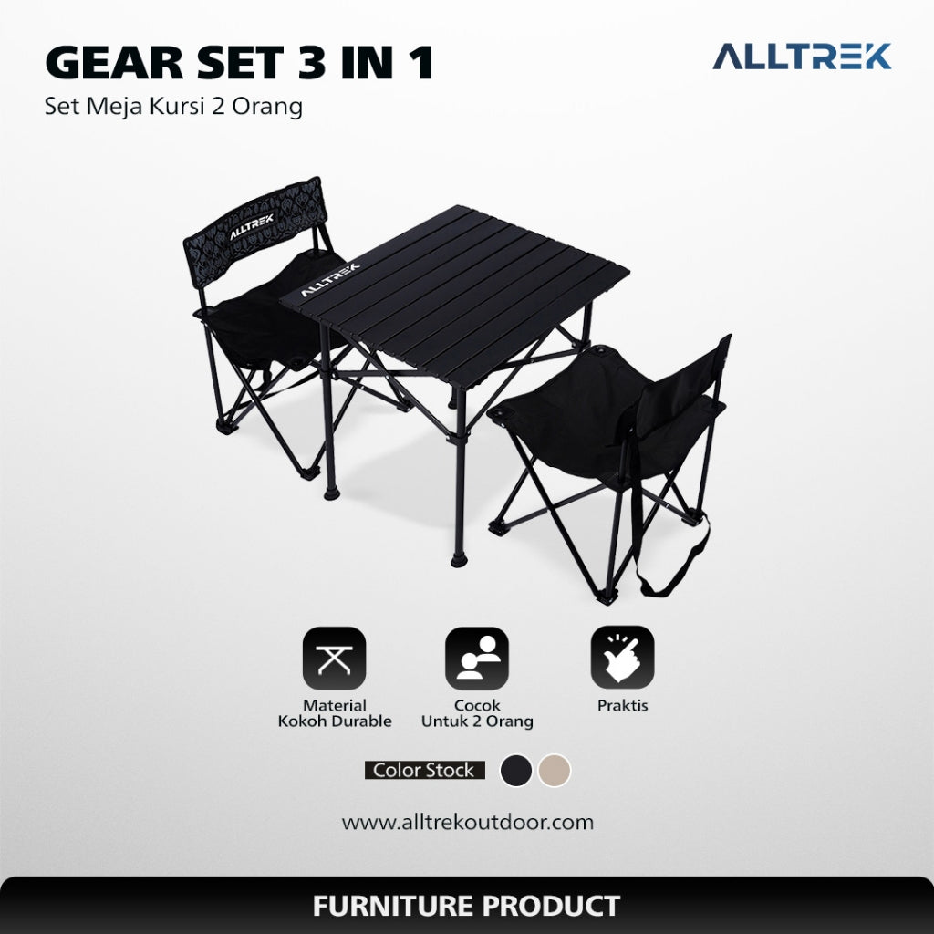 ALLTREK Set Meja Kursi Camping Gear Folding Table Chair Set