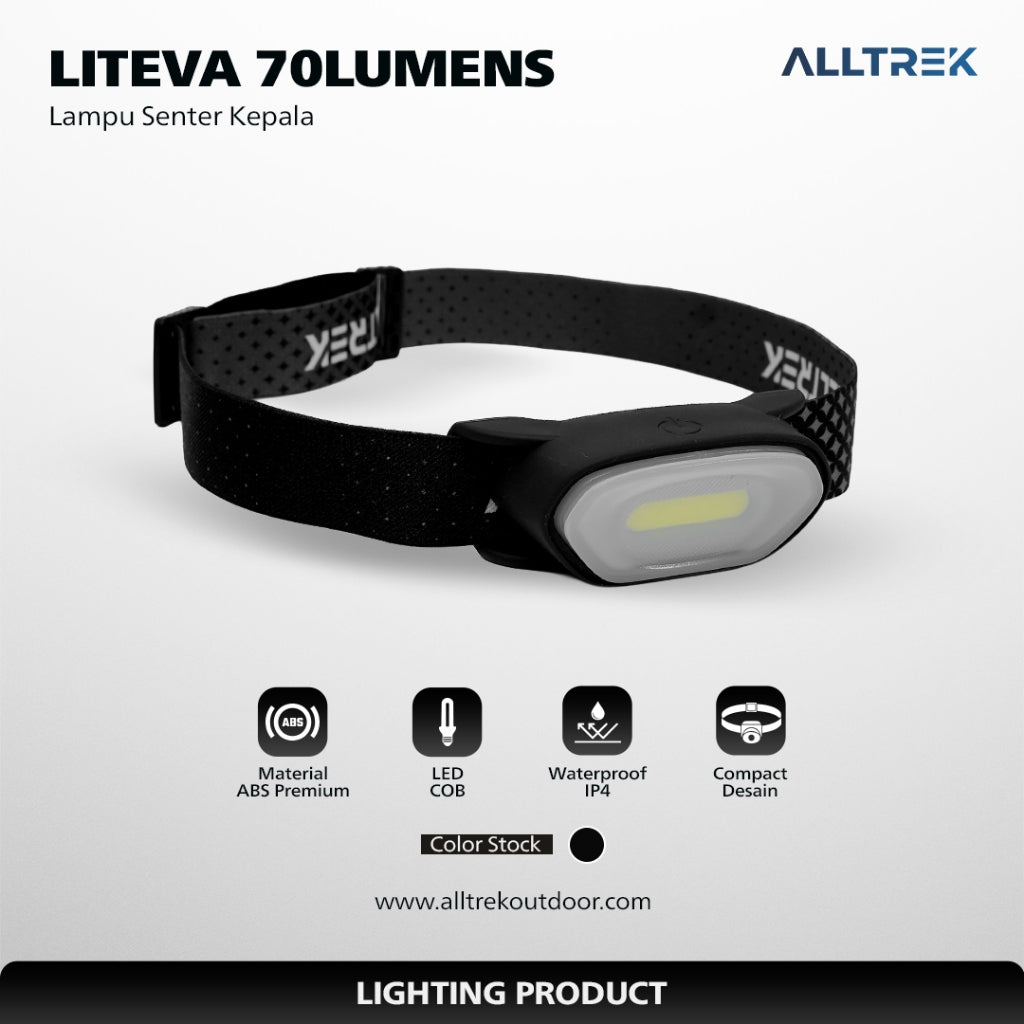 ALLTREK Headlamp LITEVA 70 Lumens Hiking dan Camping Portable