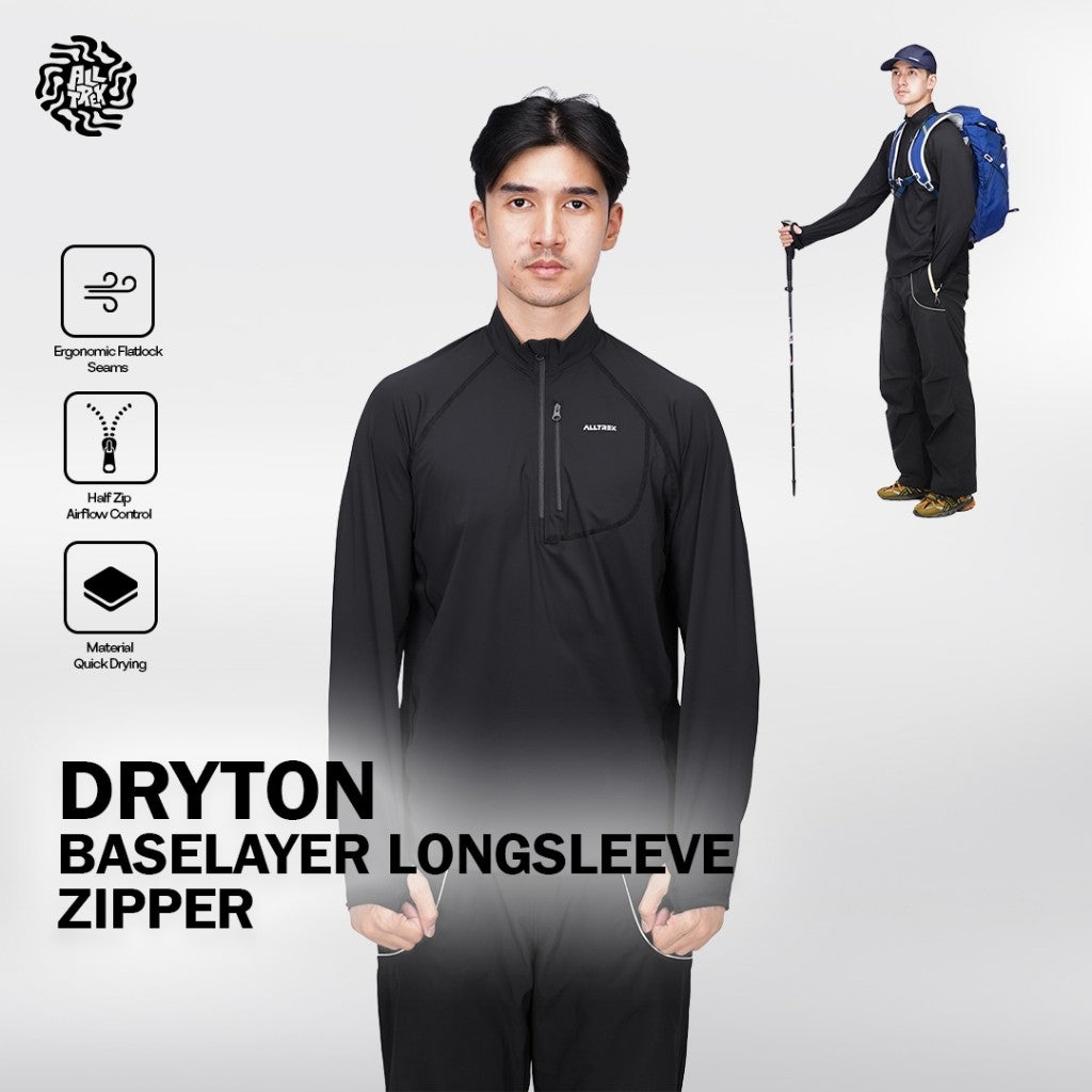 ALLTREK Baselayer DRYTON Quick Dry Thumb Hole Baju Olahraga Outdoor Longsleeve Jersey Running Gym Pria