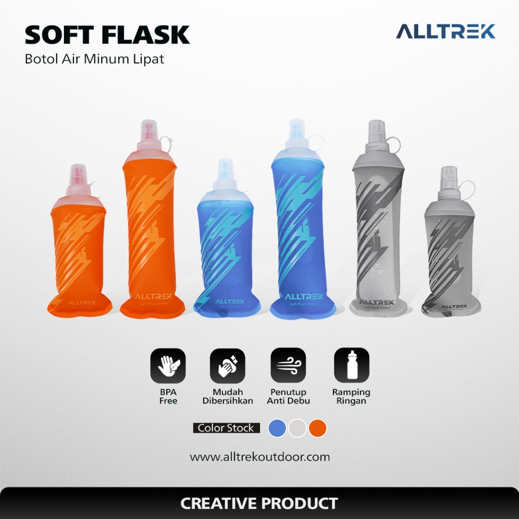 ALLTREK Foldable Soft Flask Botol Air Minum Lipat Sport Water Bottle BPA Free