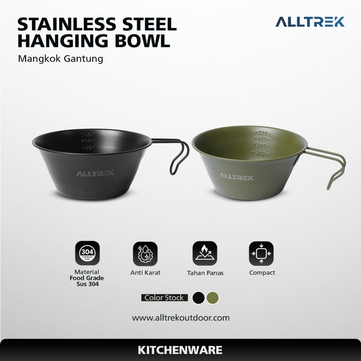 ALLTREK Mangkok Gantung Stainless Camping Outdoor