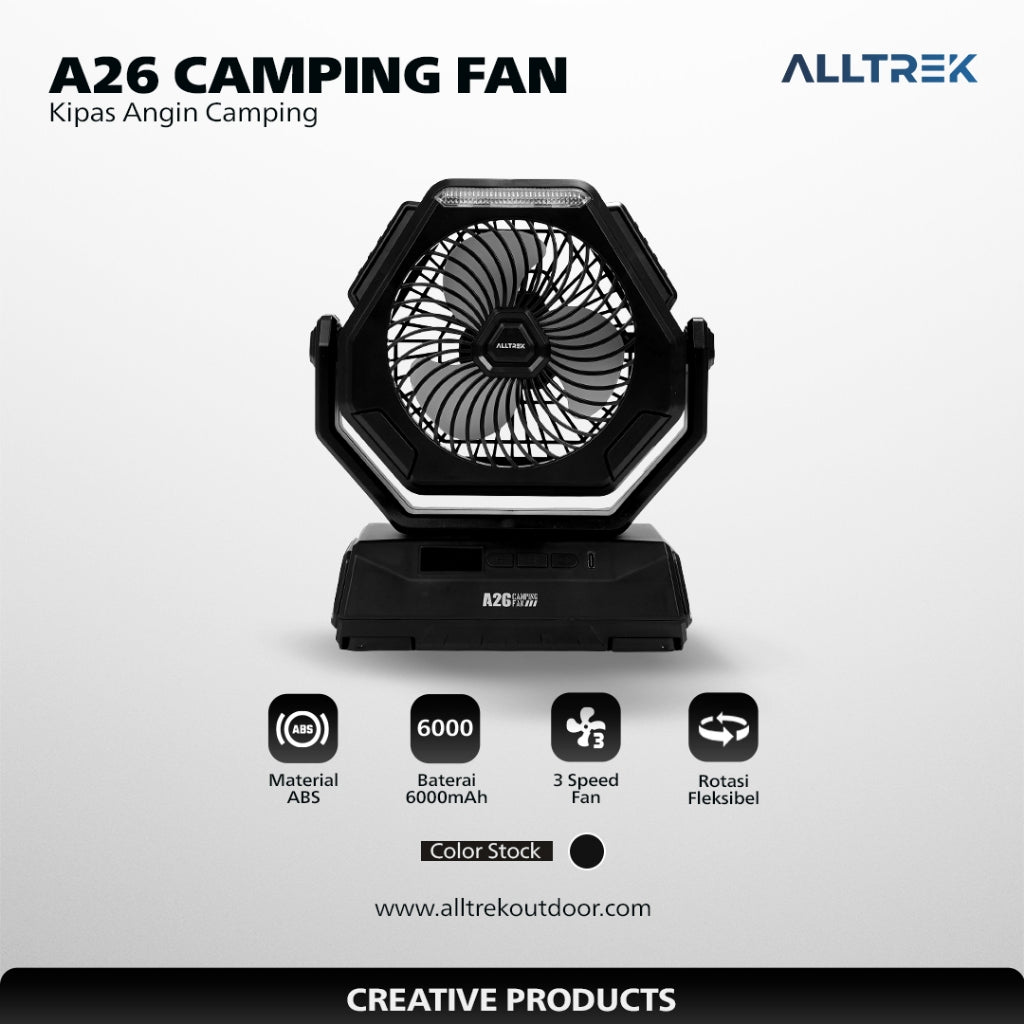 ALLTREK Kipas Angin Camping A26 Rechargeable With Led Lamp