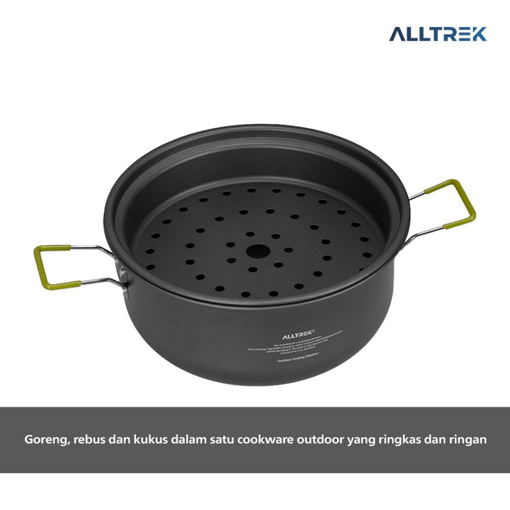 ALLTREK Alat Masak Outdoor Camping Cooking Pot with Non Stick Steamer