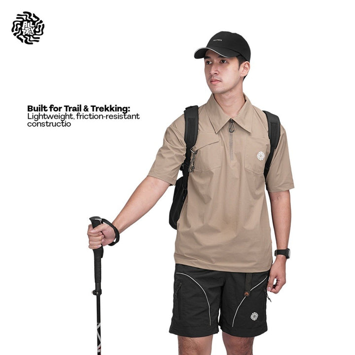 ALLTREK Kemeja Lengan Pendek VEXA Shortsleeve Half Zipper Kemeja Pria Urban Stretch DWR Casual