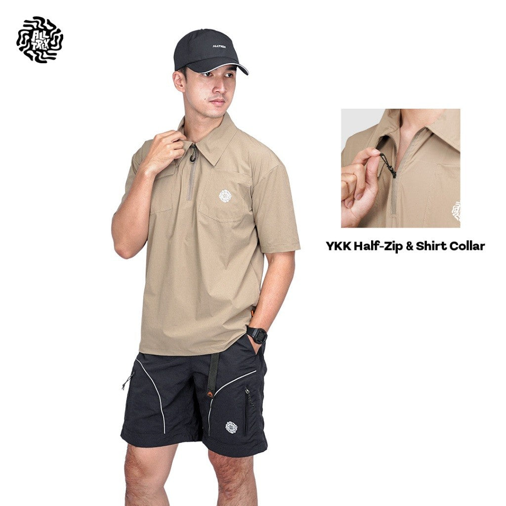 ALLTREK Kemeja Lengan Pendek VEXA Shortsleeve Half Zipper Kemeja Pria Urban Stretch DWR Casual