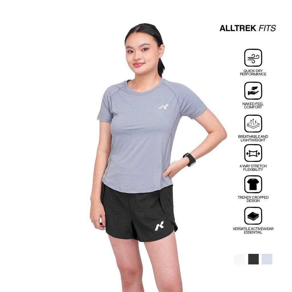 ALLTREK Baju Olahraga Wanita ELOWEN Atasan Olahraga Kaos Baselayer Lengan Pendek Wanita