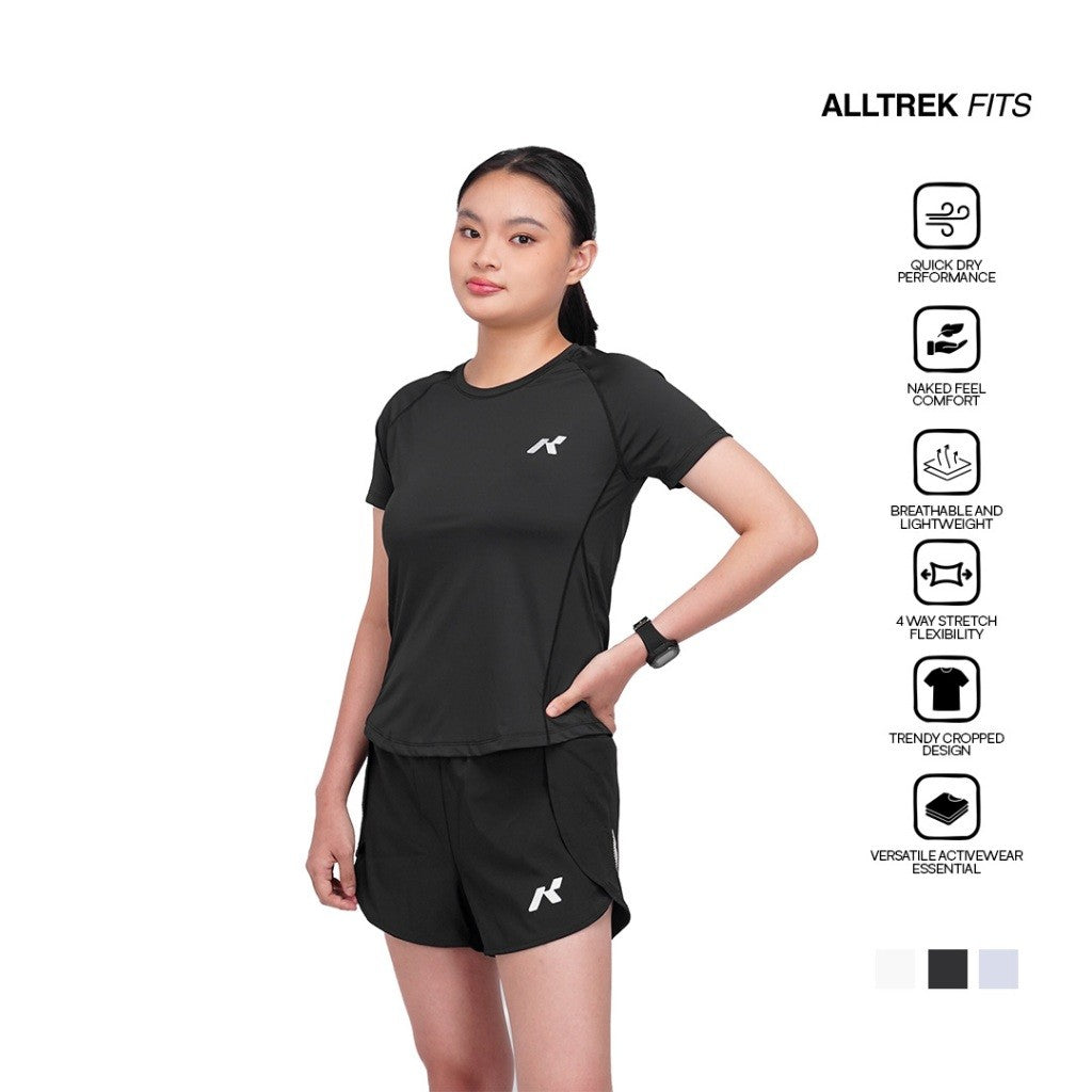 ALLTREK Baju Olahraga Wanita ELOWEN Atasan Olahraga Kaos Baselayer Lengan Pendek Wanita