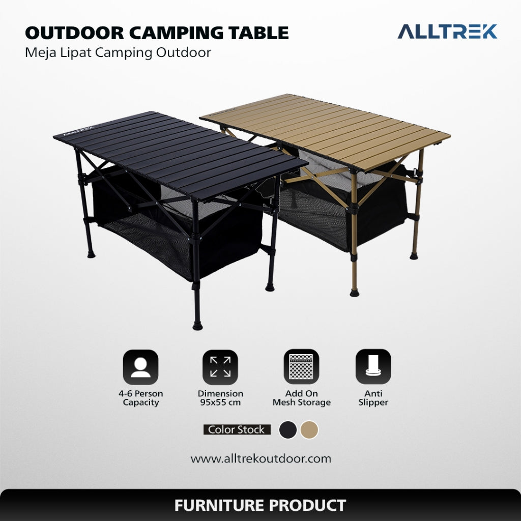 ALLTREK Meja Camping Outdoor Folding Table Durable Multifunction