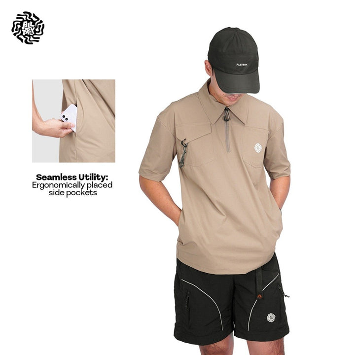 ALLTREK Kemeja Lengan Pendek VEXA Shortsleeve Half Zipper Kemeja Pria Urban Stretch DWR Casual