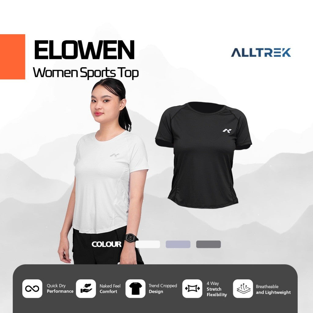 ALLTREK Baju Olahraga Wanita ELOWEN Atasan Olahraga Kaos Baselayer Lengan Pendek Wanita
