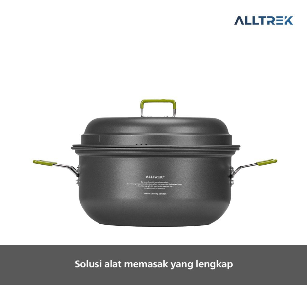 ALLTREK Alat Masak Outdoor Camping Cooking Pot with Non Stick Steamer