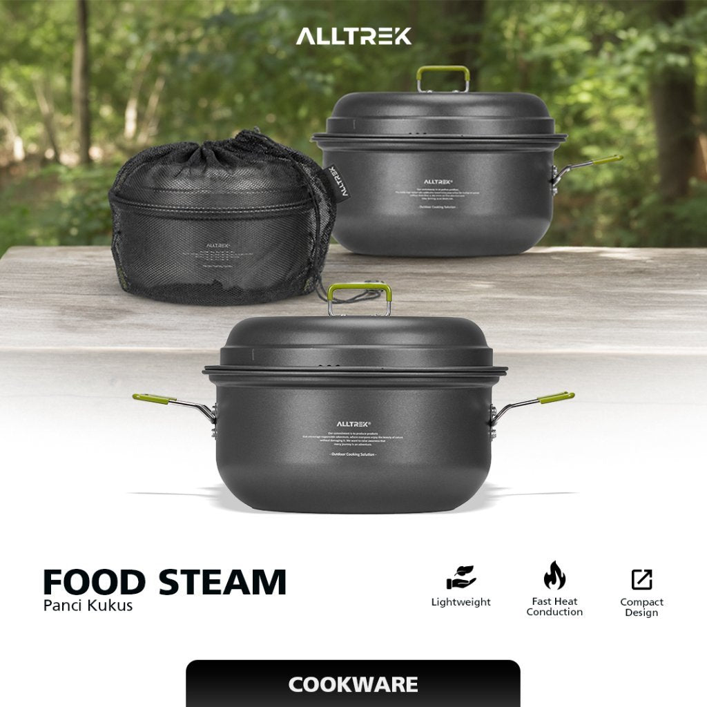 ALLTREK Alat Masak Outdoor Camping Cooking Pot with Non Stick Steamer