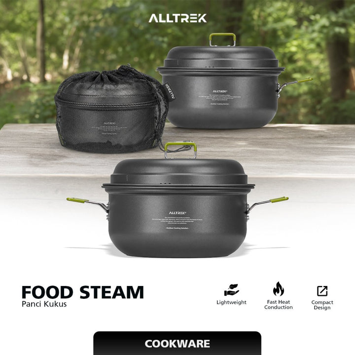 ALLTREK Alat Masak Outdoor Camping Cooking Pot with Non Stick Steamer