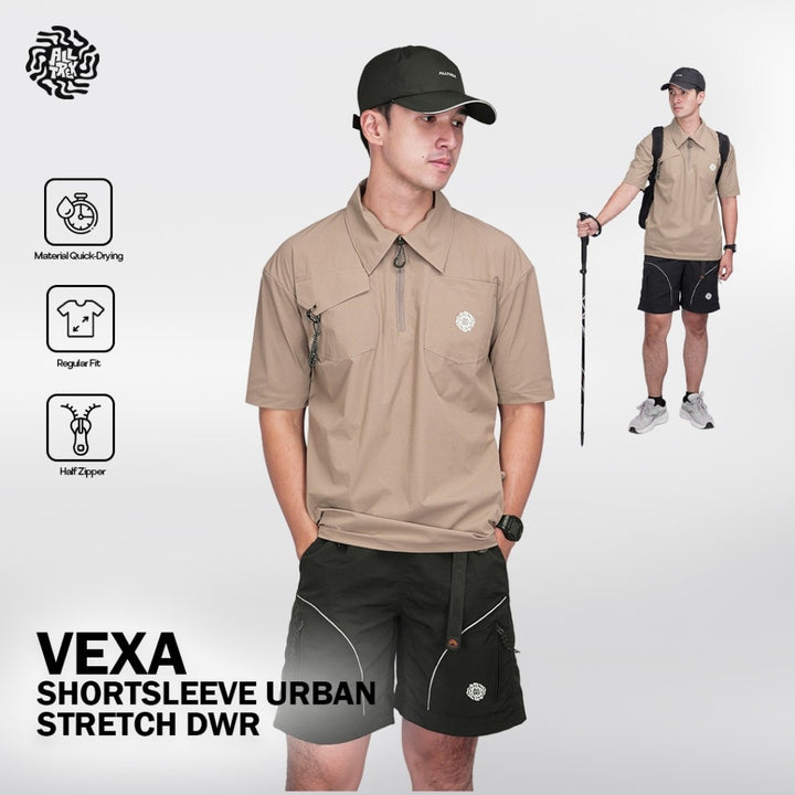 ALLTREK Kemeja Lengan Pendek VEXA Shortsleeve Half Zipper Kemeja Pria Urban Stretch DWR Casual