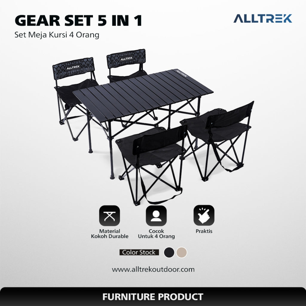 ALLTREK Set Meja Kursi Camping Gear Folding Table Chair Set