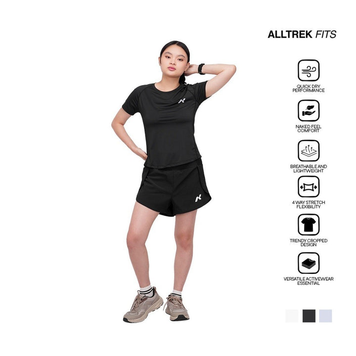 ALLTREK Baju Olahraga Wanita ELOWEN Atasan Olahraga Kaos Baselayer Lengan Pendek Wanita