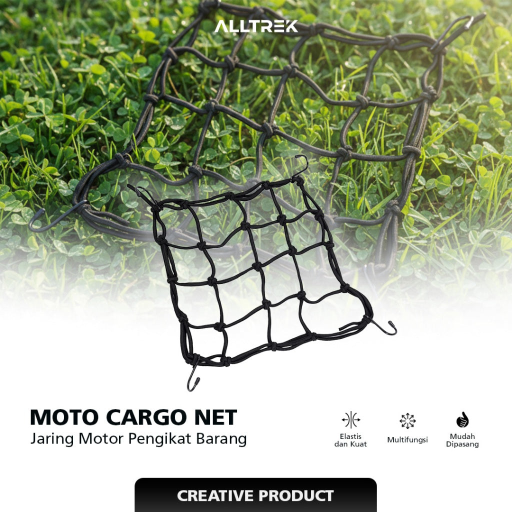 ALLTREK Motorcycle Cargo Net Jaring Elastis Pengikat Barang Motor Multifungsi