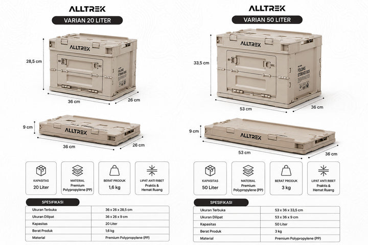 ALLTREK Storage Box 50L Folding Box Camping Outdoor Box Penyimpanan Lipat Serbaguna