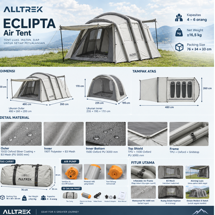 ALLTREK Tenda Camping ECLIPTA AIR Inflatable Air Tent Tunnel