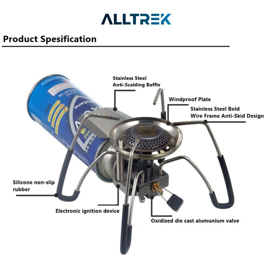 ALLTREK เตาแคมปิ้งพับได้ SPIDER เตาแก๊สกลางแจ้งแบบพกพา