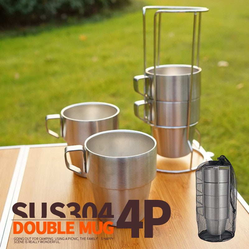 ALLTREK แก้วน้ำสแตนเลส Camping Mug 300ML 4 ชิ้น YU044 Silver Series