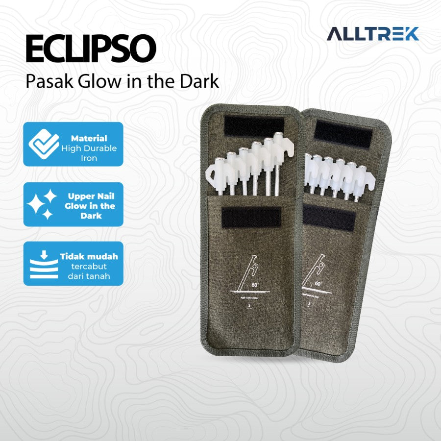 หมุดเต็นท์ตั้งแคมป์ ALLTREK ECLIPSO Ground Nail Glow In The Dark