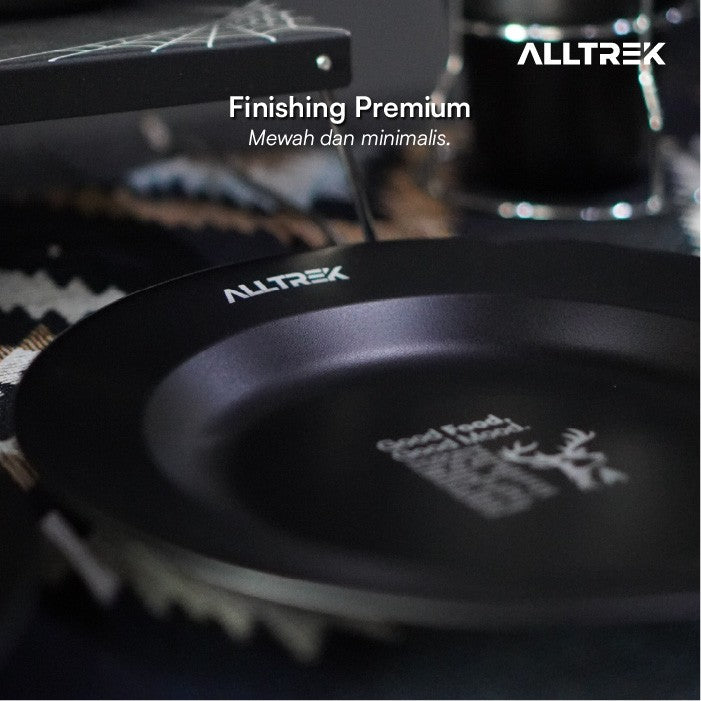 ALLTREK จานสแตนเลสสีดำอเนกประสงค์ 2 ชิ้นจานกลางแจ้ง