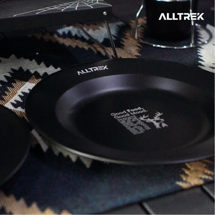 ALLTREK จานสแตนเลสสีดำอเนกประสงค์ 2 ชิ้นจานกลางแจ้ง